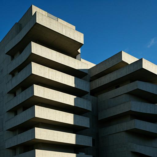 Modern brutalist concrete architecture with clean lines